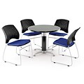 OFM™ 42 Round Multi-Purpose Gray Nebula Table With 4 Chairs, Royal Blue