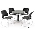 OFM™ 42 Round Multi-Purpose Gray Nebula Table With 4 Chairs, Slate Gray