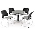 OFM™ 42 Round Multi-Purpose Gray Nebula Table With 4 Chairs, Putty