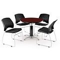 OFM™ 36 Round Multi-Purpose Mahogany Table With 4 Chairs, Black