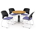 OFM™ 42 Round Multi-Purpose Laminate Oak Table With 4 Chairs, Lavender