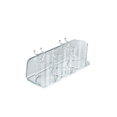 Azar Displays 3 Cup for Peg/Slat Acrylic Tray, 2/Pk