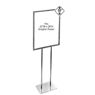 Azar Easel Holder, 60 x 22, Wall Mounted, Silver Metal (300702)