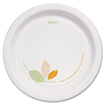 Solo Bare® Eco-Forward® Perfect Pak® Paper Medium-Weight Plates 8.5", Bare® Design, 250/Carton (OFMP9-J7234)