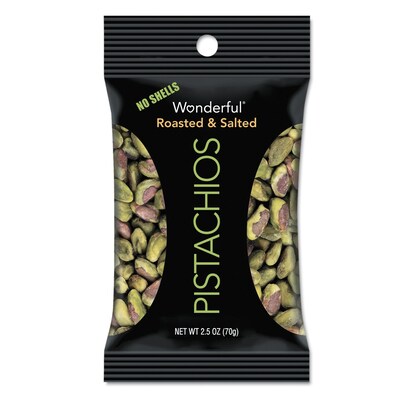 Paramount Farms® Dry Roasted & Salted Wonderful Pistachios 2.5 Ounce Bags, Box of 8 (PAR070146A25M)