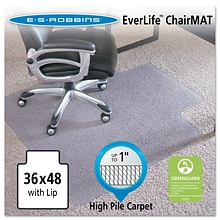 ES Robbins® EverLife™ Chair Mats for High to Extra-High Pile Carpet, 36 X 48, Carpets, Clear (1240