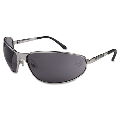 Harley-Davidson® 500 Series Safety Glasses; Silver Matte Metal Frame, Gray Tint