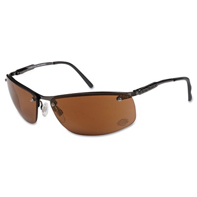 Harley-Davidson® 700 Series Safety Glasses; Gunmetal Matte Frame, Brown Mirror Lens Tint