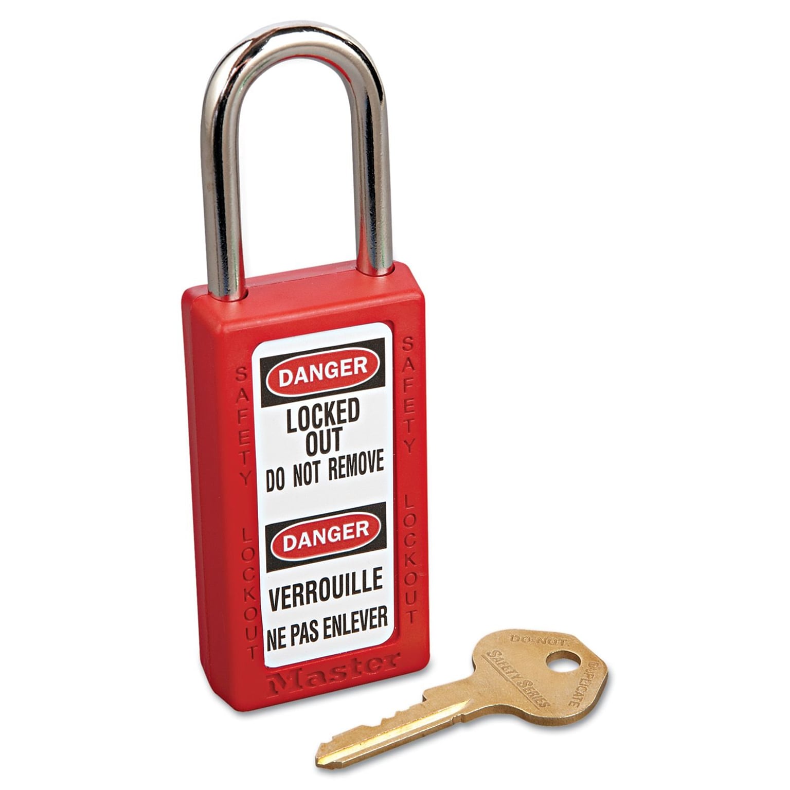 Master Lock® Safety Lockout Padlock, 6 pin, Xenoy, Red, 6/BX