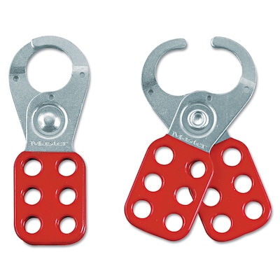 Master Lock® Safety Lockout Hasps, Steel, Red, 1 Jaw Diameter, 1/Each