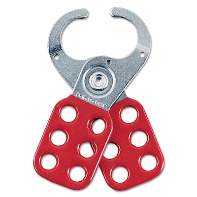 Master Lock® Safety Lockout Hasps, Steel, Red, 1-1/2 Jaw Diameter, Each