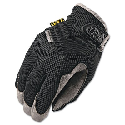 Mechanix Wear® Padded Palm Gloves, Spandex/Synthetic, Hook & Loop Cuff, M Size, Black
