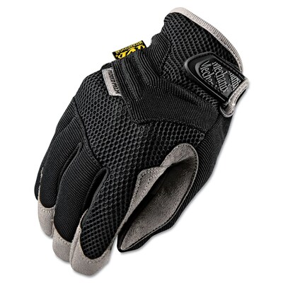 Mechanix Wear® Padded Palm Gloves, Spandex/Synthetic, Hook & Loop Cuff, Large, Black