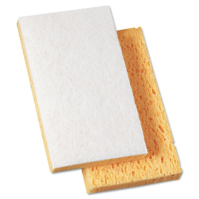 Premiere Pads Light Duty Cellulose Scrubbing Sponge with Scour Yellow/White, 20/pack