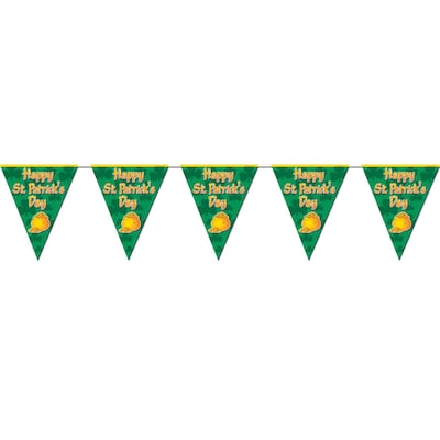 Beistle 10 x 12 Happy St Patricks Day Pennant Banner; Green/Gold, 4/Pack