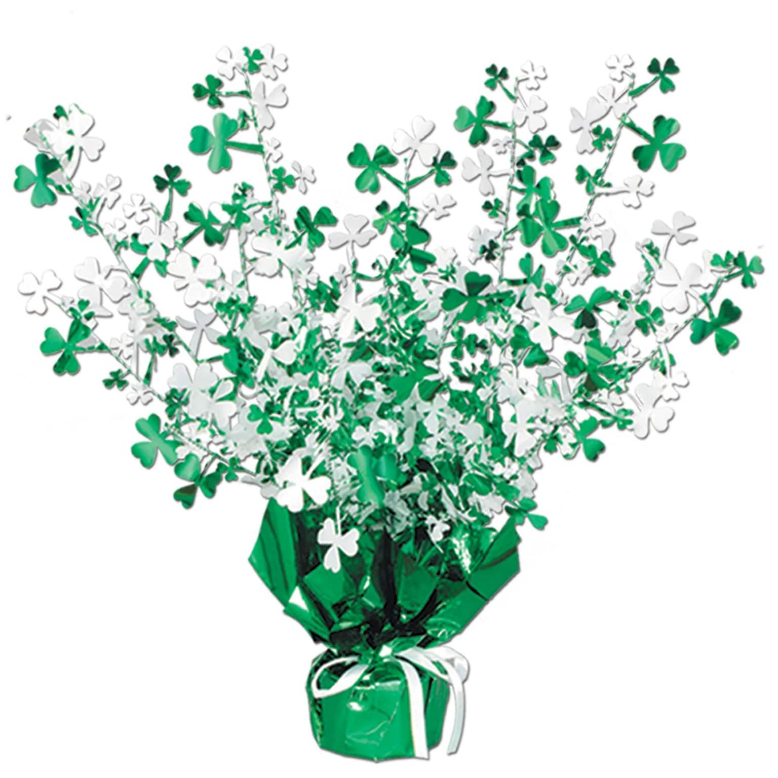 Beistle 15 Shamrock Gleam N Burst Centerpiece; Green/White, 3/Pack