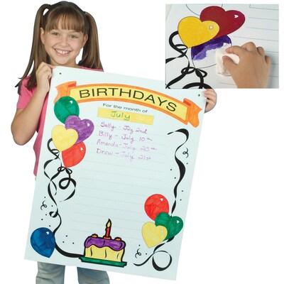 S&S® 22 x 28 Write-On Wipe-Off Poster, Happy Birthday