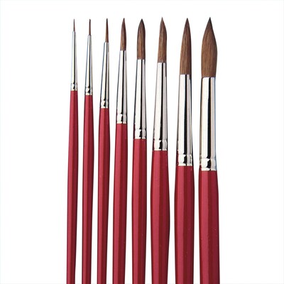 S&S® Red Sable Watercolor Round Brushes, 8/Set