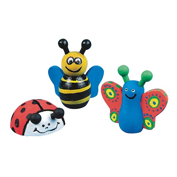 Craft Express Wooden Bee, Butterfly and Ladybug Craft Kit, 12/Pack