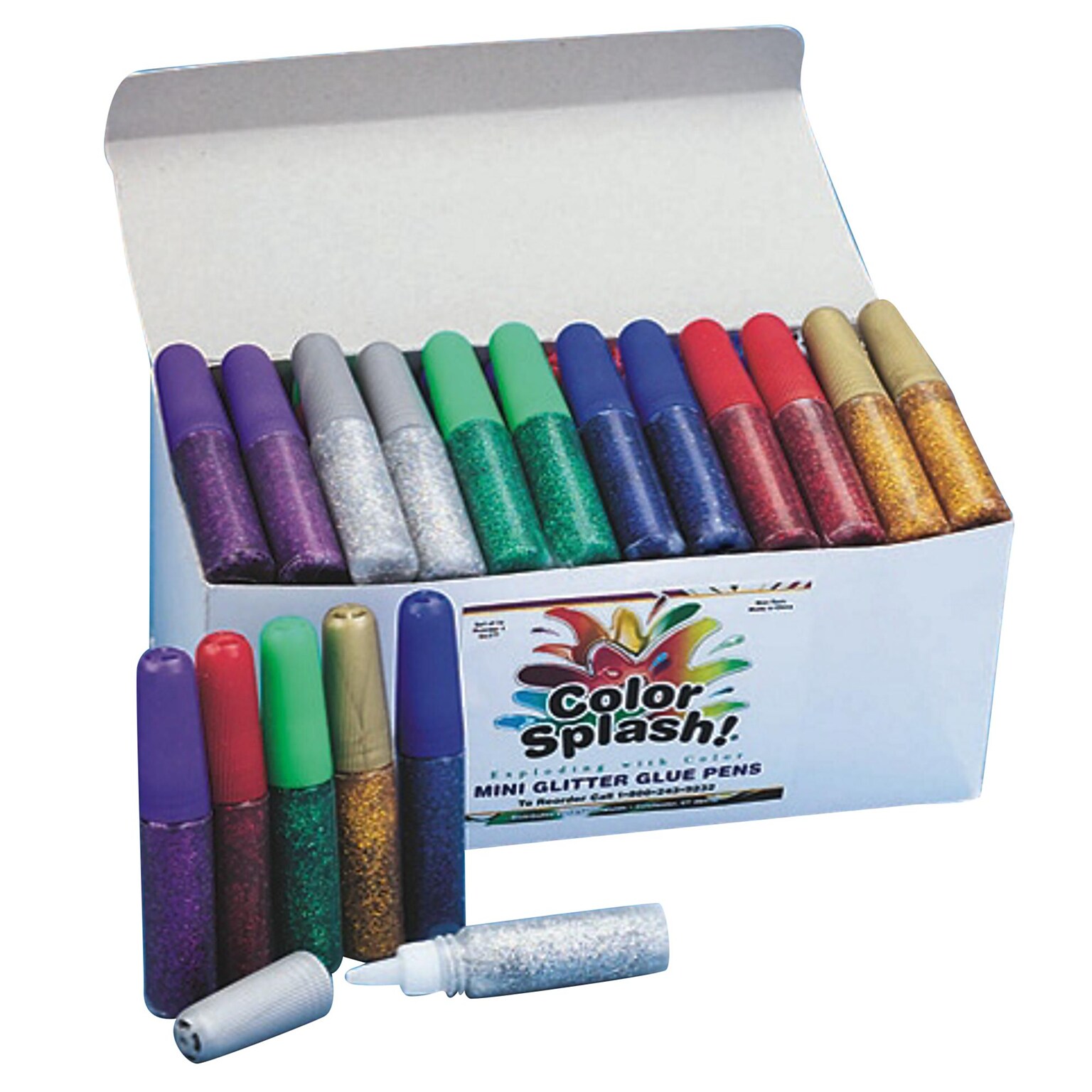 Color Splash Mini Glitter Craft Glue Pens, 4 oz., Transparent, 72/Pack (GL607)