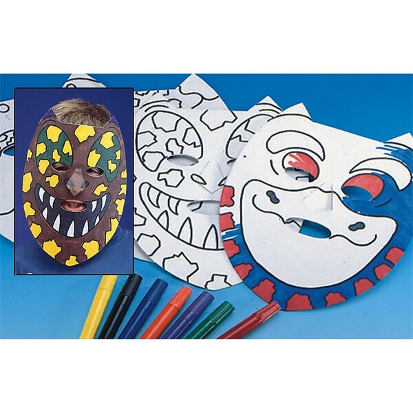 S&S Worldwide Color-Me™ Dinosaur Masks Craft Kit, 24/Pack