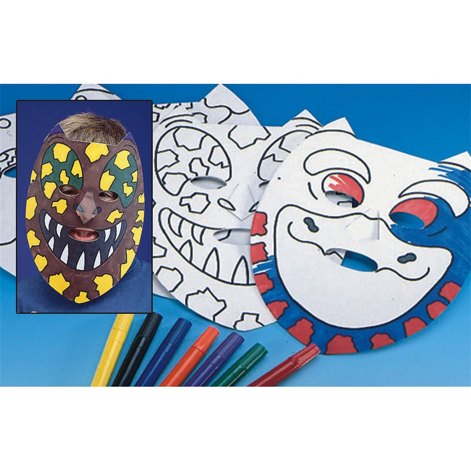 S&S Worldwide Color-Me Dinosaur Masks Craft Kit, 24/Pack