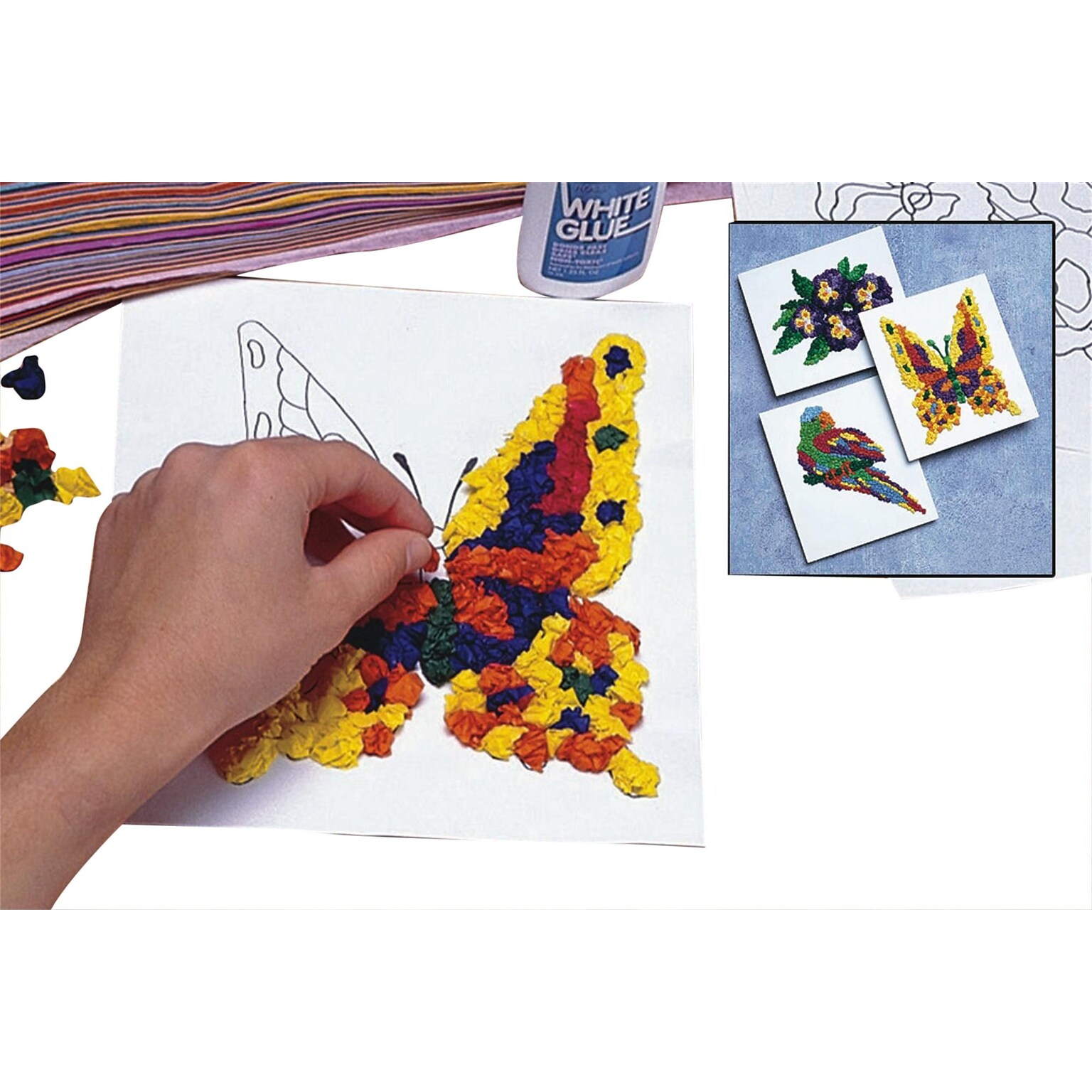 S&S Worldwide Tissue Paper Collage Craft Kit, 12/Pack