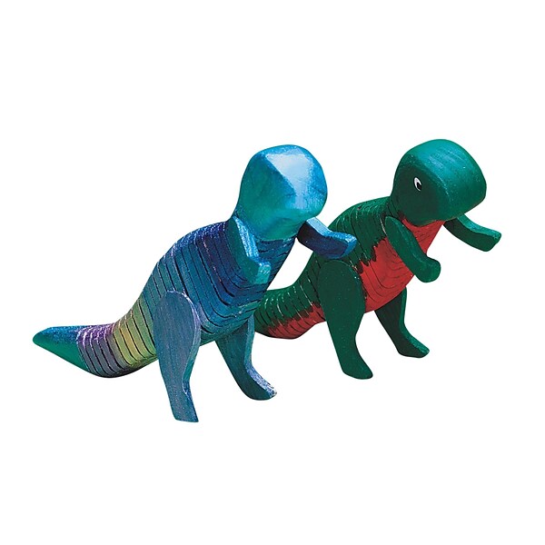 S&S Worldwide Flexible Wooden Dinosaurs Craft Kit, 12/Pack