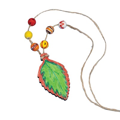 S&S Worldwide Wood Leaf Necklace Craft Kit, 12/Pack