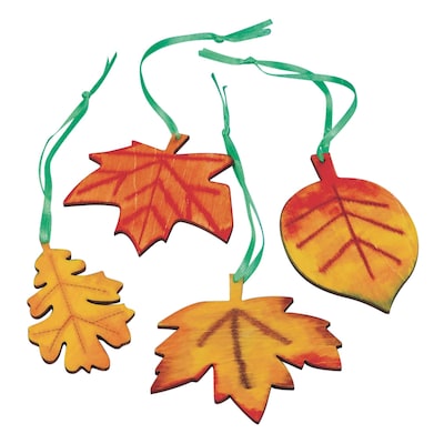 S&S Worldwide Wood Leaves Craft Kit, 48/Pack (GP2194)