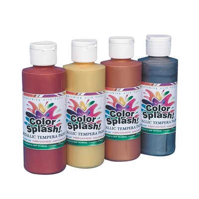 Color Splash Metallic Tempera Paint, 16 oz., Assorted Colors