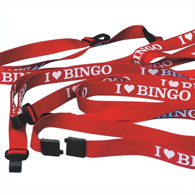 S&S® I Love Bingo LanYards, Red, 12/Pack