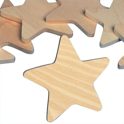 S&S® Unfinished Wooden Stars Craft Shapes, Natural, 25/Pack (WD3375)