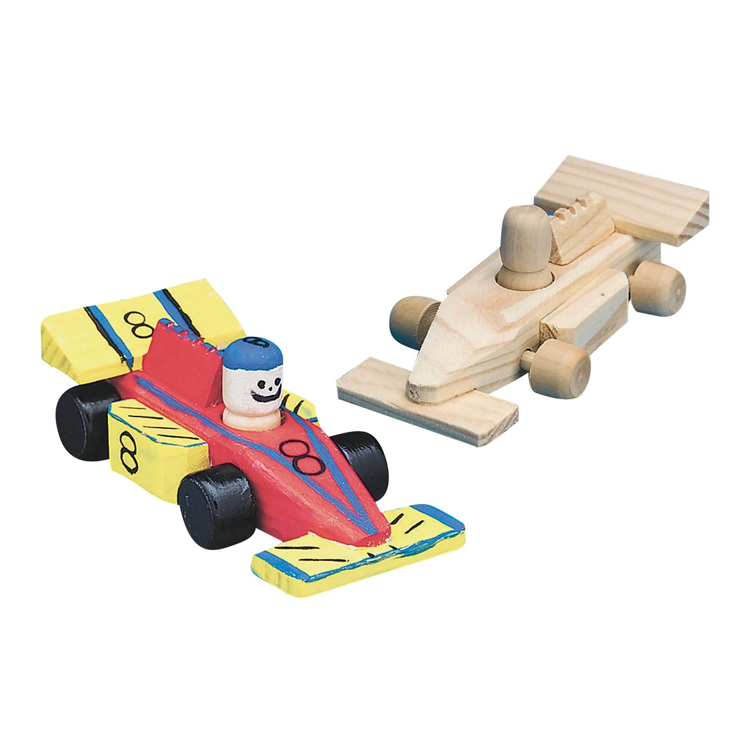 S&S® Unfinished Mini Wood Race Car, 12/Pack