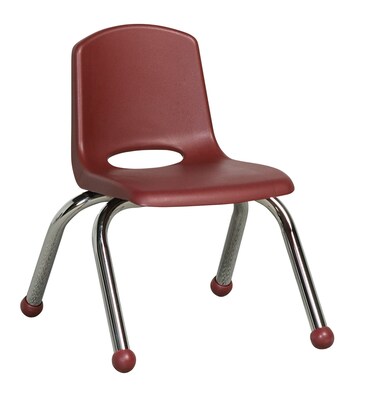 ECR4®Kids 10(H) Plastic Stack Chair With Chrome Legs & Ball Glides, Burgundy, 6/Pack