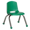 ECR4®Kids 10(H) Plastic Stack Chair With Chrome Legs & Ball Glides, Green, 6/Pack