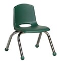 ECR4®Kids 10(H) Plastic Stack Chair With Chrome Legs & Ball Glides, Hunter Green, 6/Pack