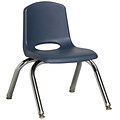 ECR4®Kids 10(H) Plastic Stack Chair With Chrome Legs & Nylon Swivel Glides, Navy, 6/Pack