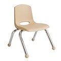 ECR4®Kids 10(H) Plastic Stack Chair With Chrome Legs & Ball Glides; Sand, 6/Pack