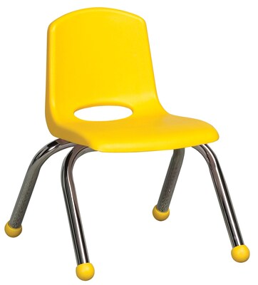 ECR4®Kids 10(H) Plastic Stack Chair With Chrome Legs & Ball Glides, Yellow, 6/Pack
