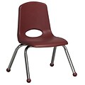 ECR4®Kids 12(H) Plastic Stack Chair w/ Chrome Legs & Ball Glides, Burgundy, 6/Pack