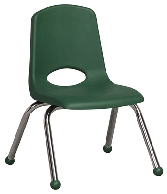ECR4®Kids 12(H) Plastic Stack Chair With Chrome Legs & Ball Glides, Green, 6/Pack