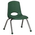 ECR4®Kids 12(H) Plastic Stack Chair With Chrome Legs & Ball Glides, Green, 6/Pack