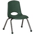 ECR4®Kids 12(H) Plastic Stack Chair w/Chrome Legs & Ball Glides, Hunter Green, 6/Pack