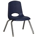 ECR4®Kids 12(H) Plastic Stack Chair w/ Chrome Legs & Nylon Swivel Glides, Navy, 6/Pack