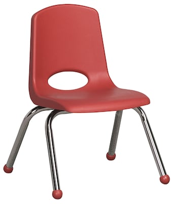 ECR4®Kids 12(H) Plastic Stack Chair w/ Chrome Legs & Ball Glides, Red, 6/Pack