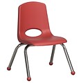 ECR4®Kids 12(H) Plastic Stack Chair w/ Chrome Legs & Ball Glides, Red, 6/Pack
