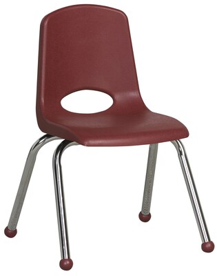 ECR4®Kids 14(H) Plastic Stack Chair w/Chrome Legs & Ball Glides, Burgundy, 6/Pack