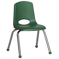 ECR4®Kids 14(H) Plastic Stack Chair w/ Chrome Legs & Ball Glides, Green, 6/Pack