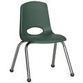 ECR4®Kids 14(H) Plastic Stack Chair With Chrome Legs & Ball Glides, Hunter Green, 6/Pack